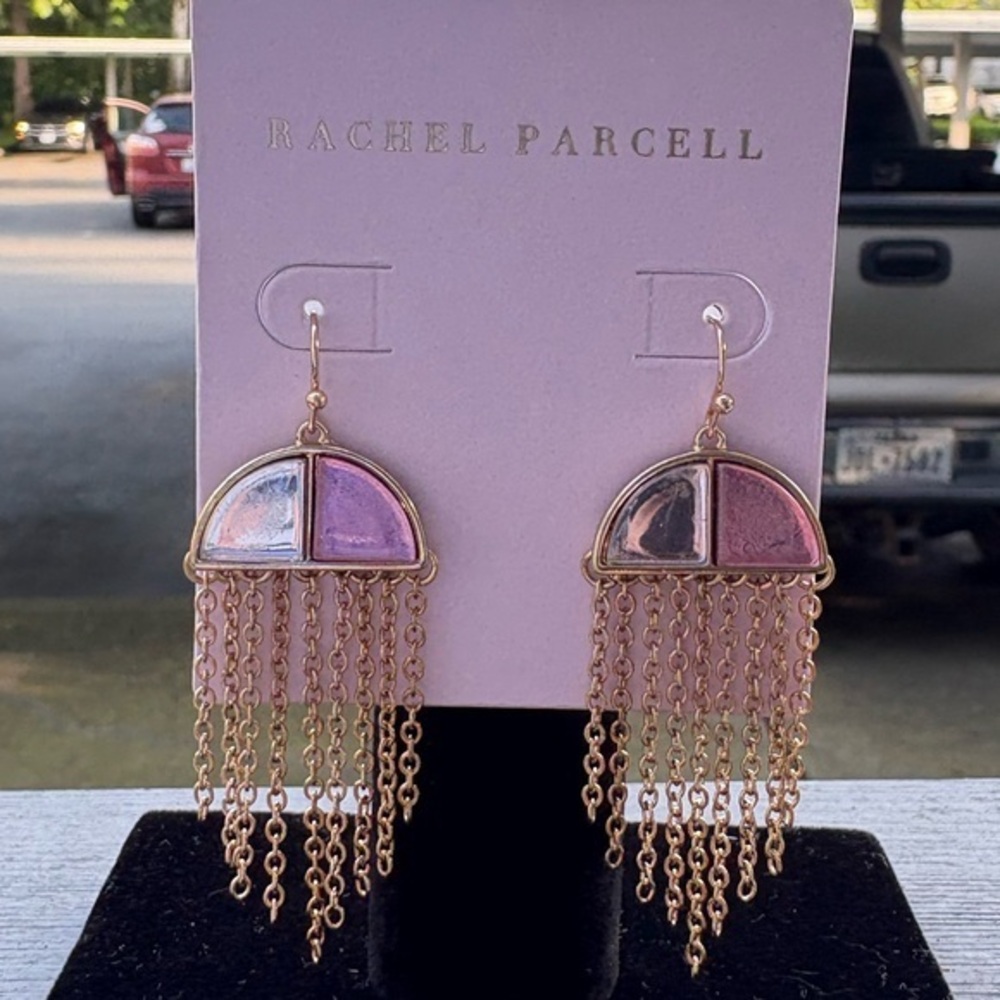 Rachel Parcell Pink and Gold Chandelier Umbrella Dangle Earrings